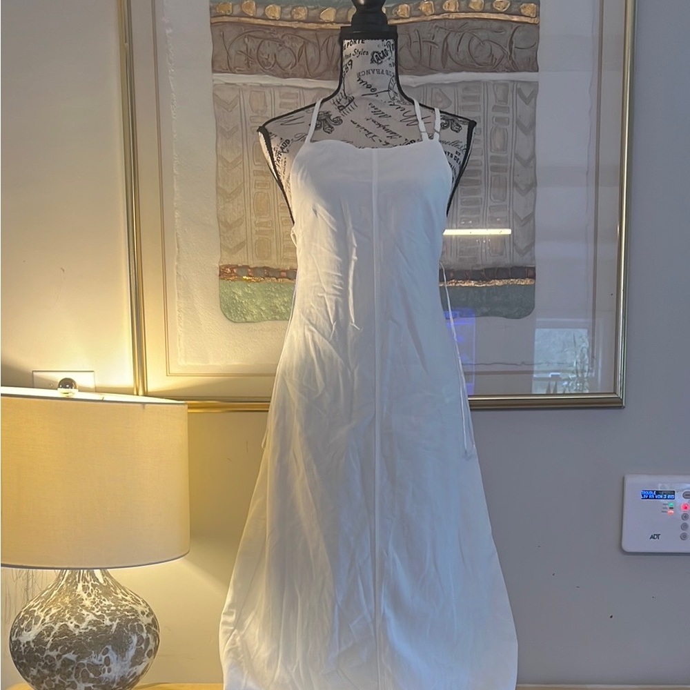 Zara White Halter Sundress Sleeveless Casual